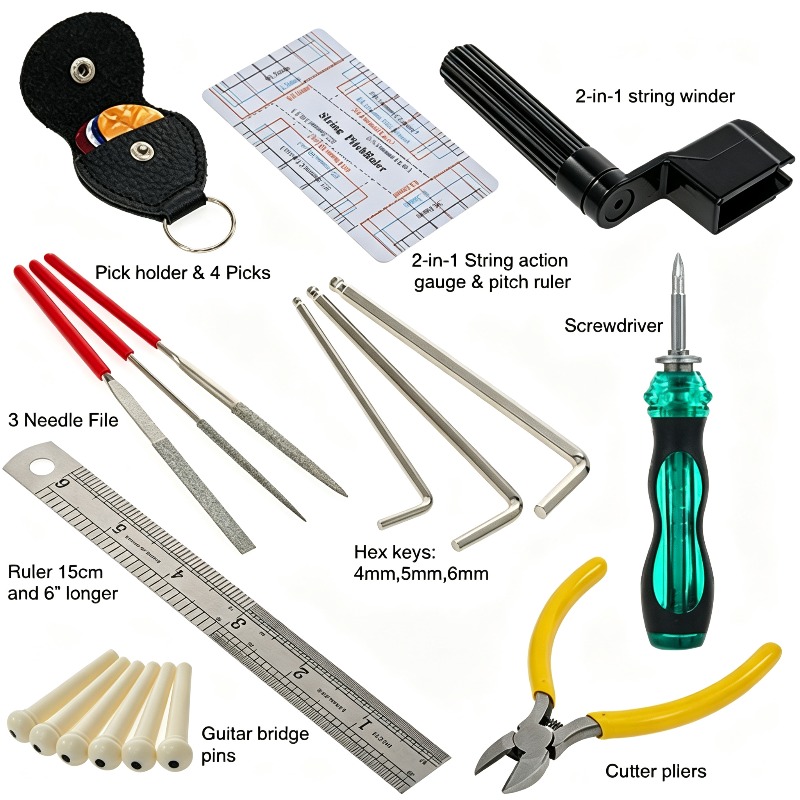 22피스 기타 수리 도구 세트 다기능 기타 도구 가방  - Musical Instrument Repairs 리뷰 및 가격
