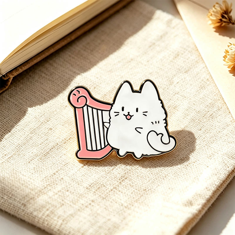 귀여운 흰 고양이 악기 핀 4가지 스타일 에나멜 금속  - Musical Instruments Cartoon 리뷰 및 가격