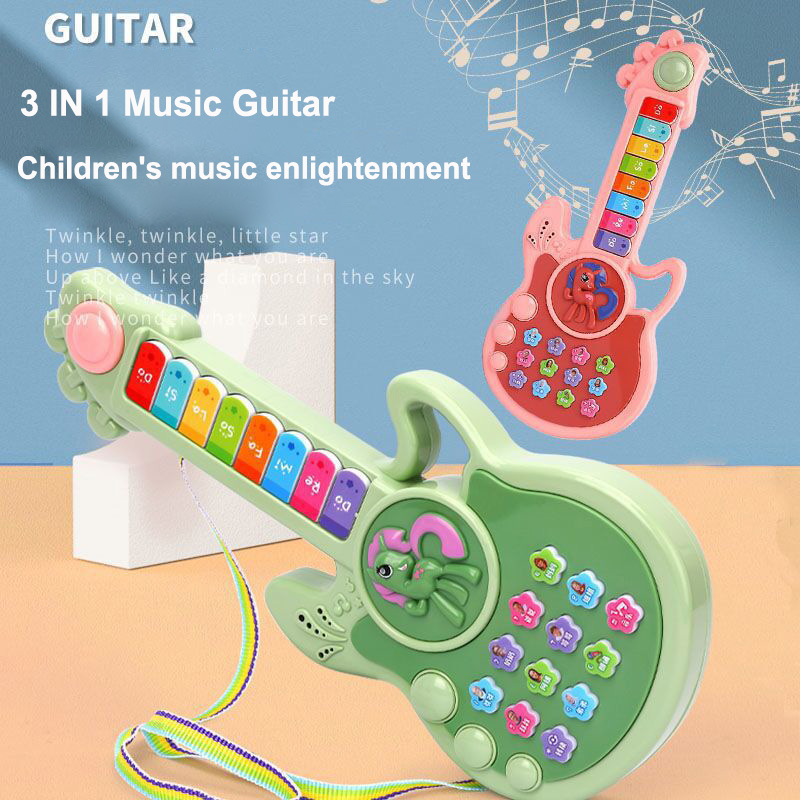 새로운 3가지 모드 어린이용 전자 기타 버튼 만화 장난 - Musical Instruments Cartoon 리뷰 및 가격