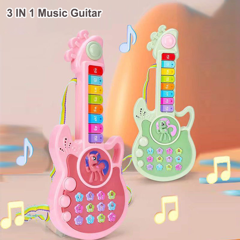 새로운 3가지 모드 어린이용 전자 기타 버튼 만화 장난 - Musical Instruments Cartoon 리뷰 및 가격